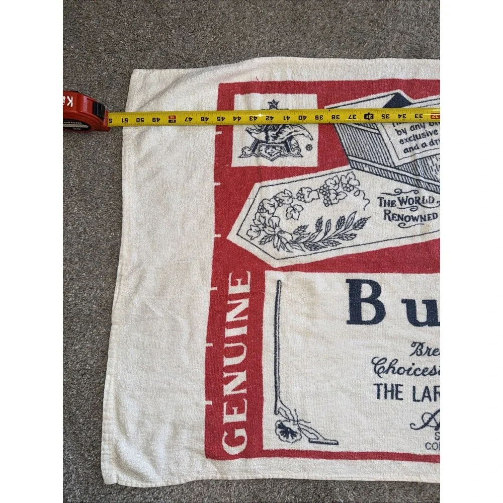 Vtg Budweiser Lager Beer Bar Towel 51x25”  Anheuser-Busch Promo Decor Lt Weight